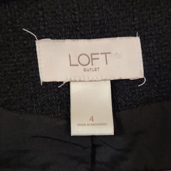 Loft size 4 blazer jacket loft outlet open cardigan coat knit woven tweed frayed - Picture 2 of 8